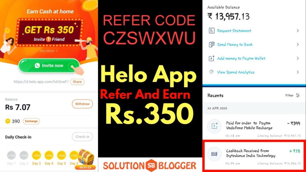 Helo App refer and earn
